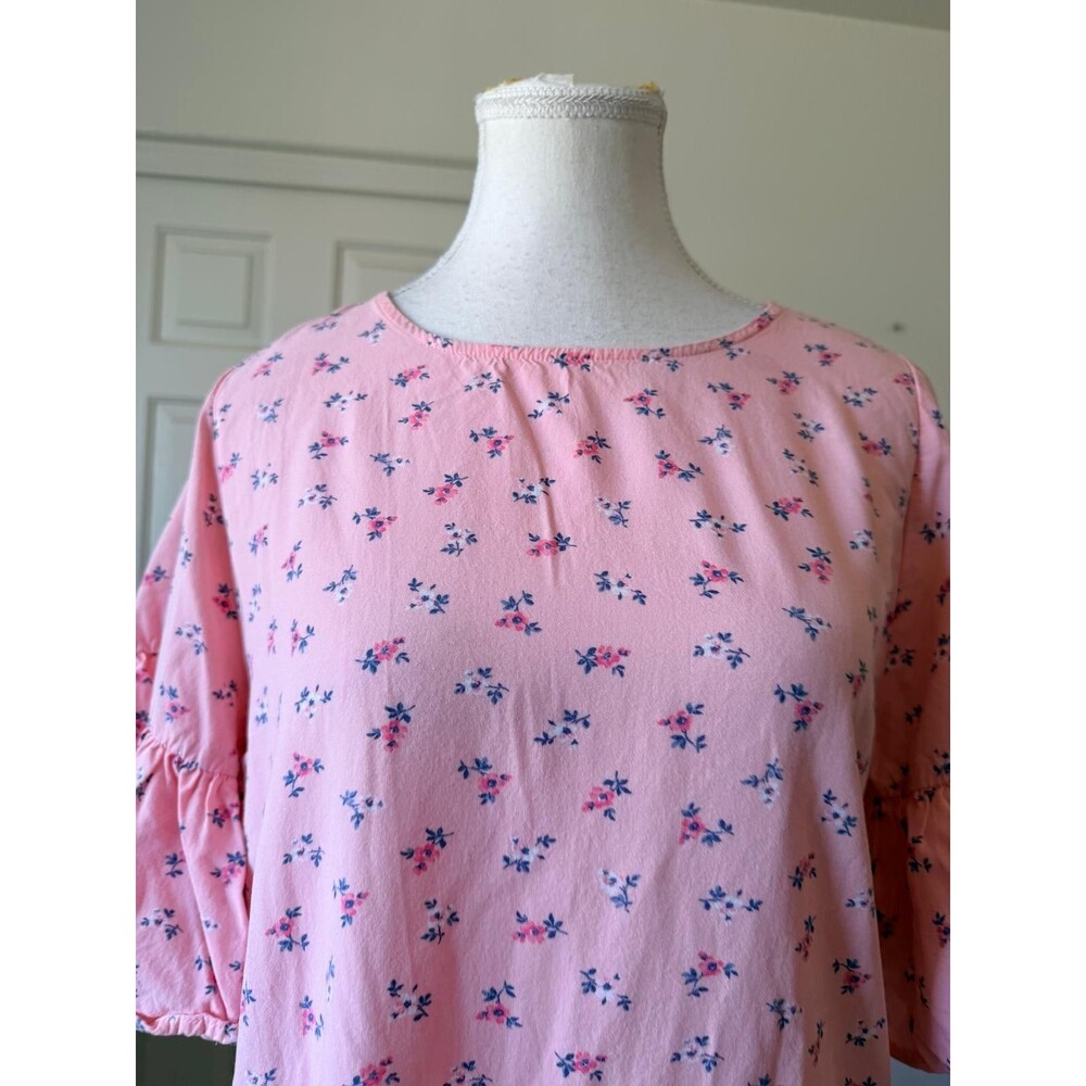 Abercrombie Women's Floral M Pink Puplum Bell Sleeve Blouse - Picture 5 of 14